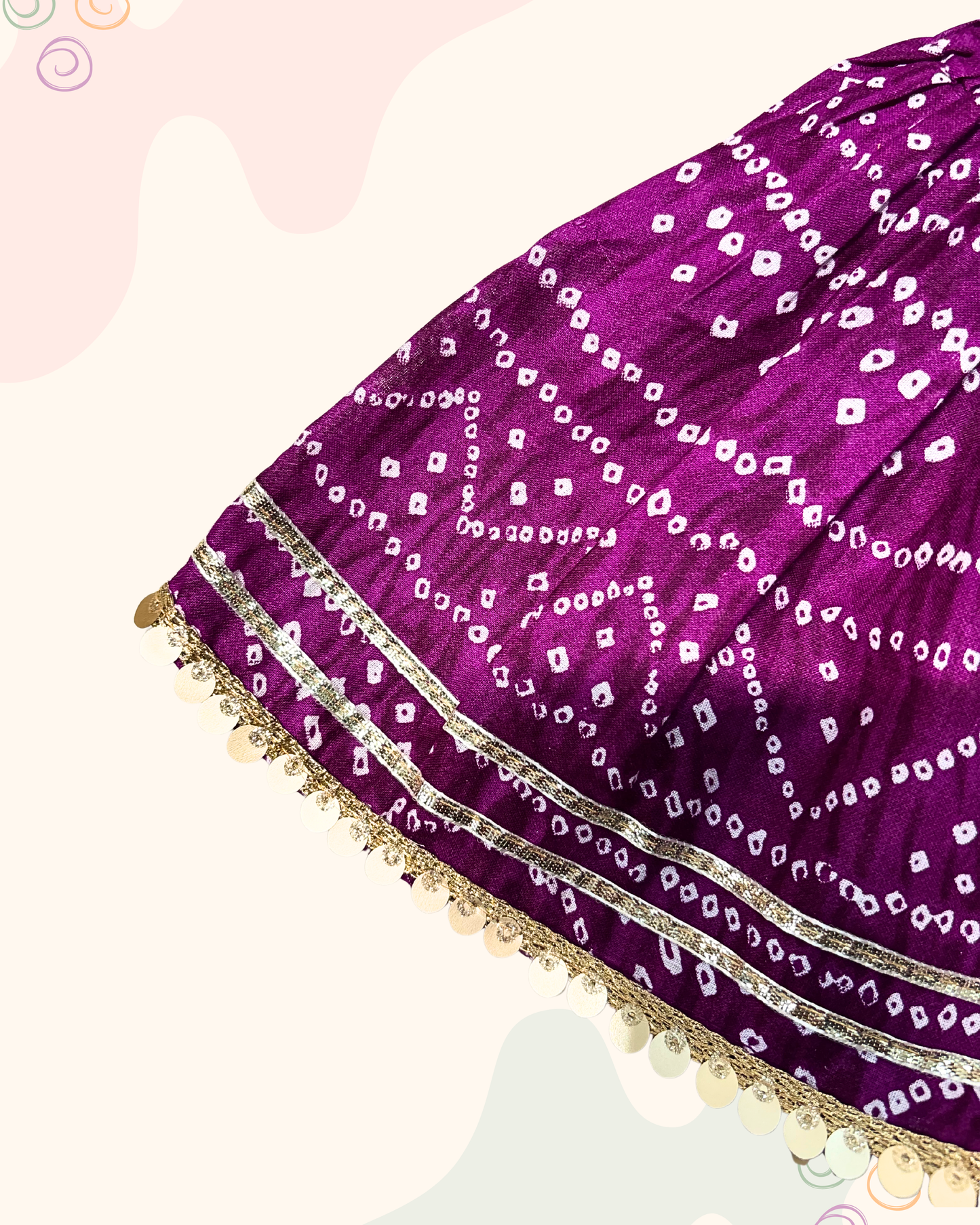 Bandhani print Angrakha Kurta Set-Purple