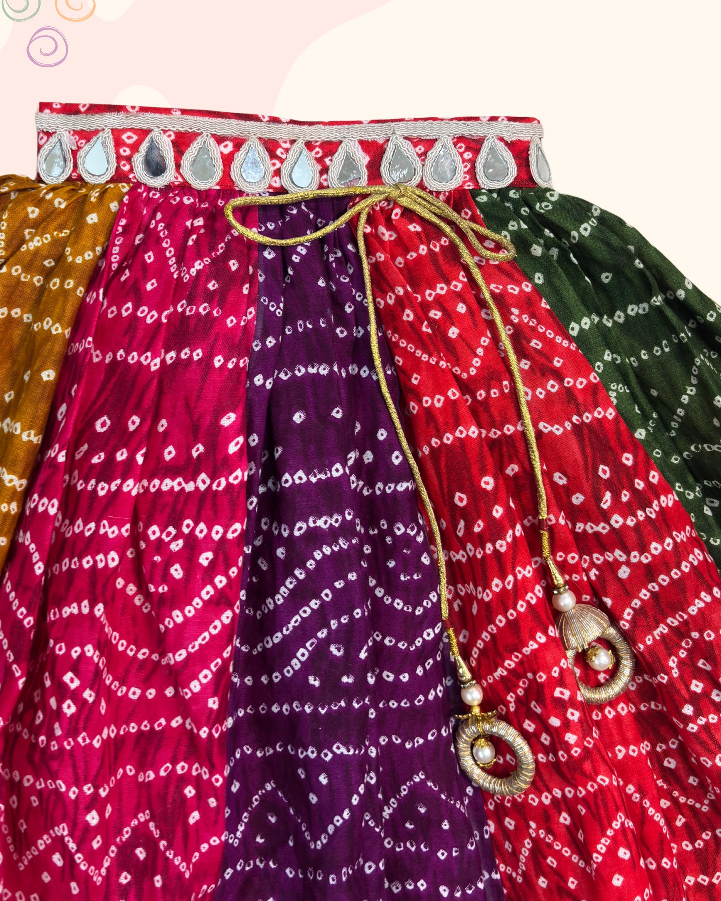 The Cotton Bandhani Multicolour Lehenga Set
