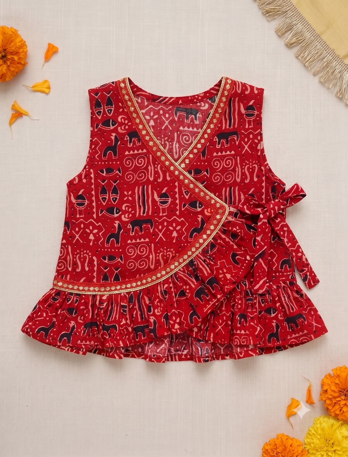 Ajrak Print Cotton Jhabla Set