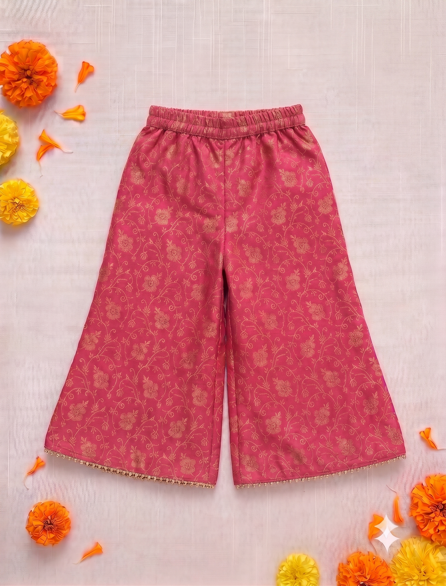 Brocade Silk Pepulm Kurta and Palazzo-Set Of Three (Copy)