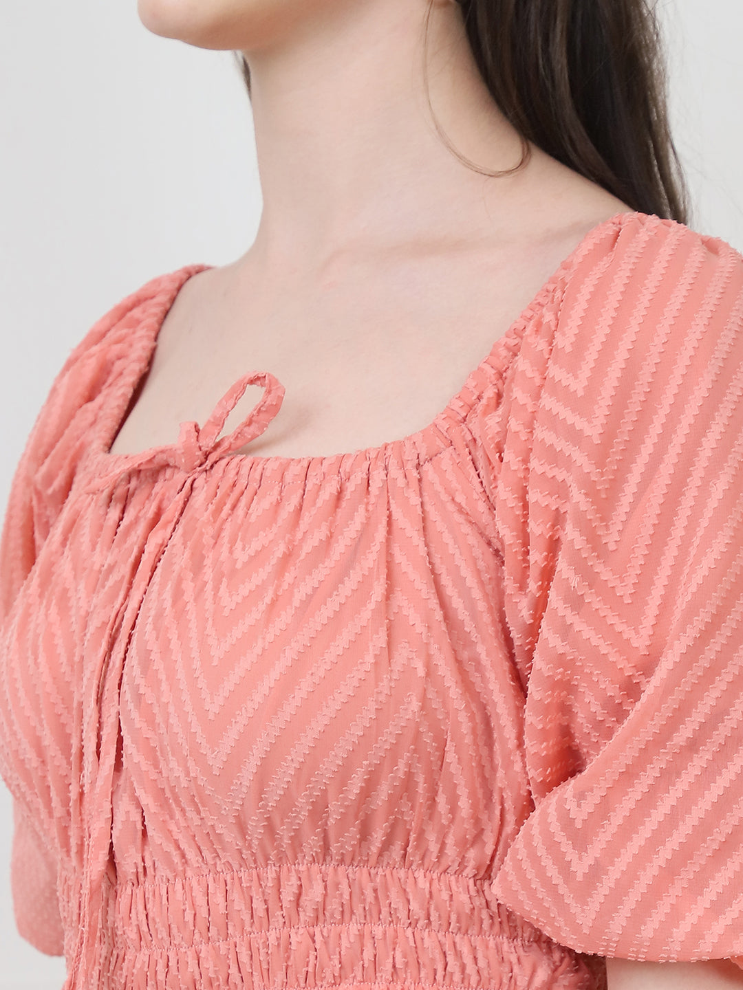 The Peach dobby dress