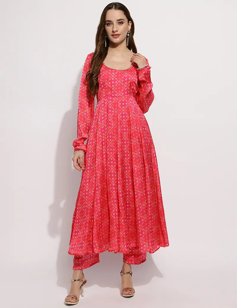 The Zohra anarkali set-Pink