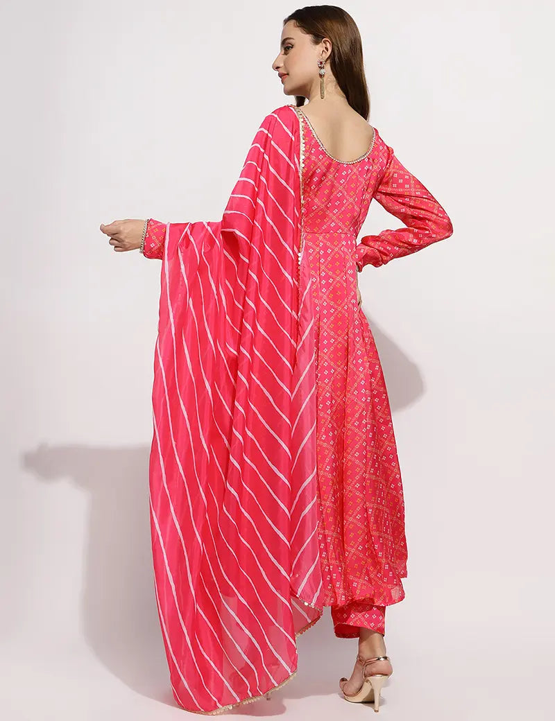 The Zohra anarkali set-Pink