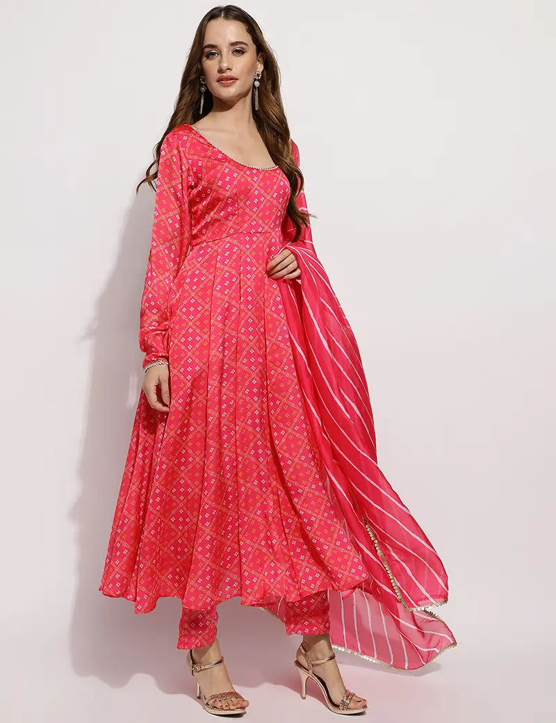 The Zohra anarkali set-Pink