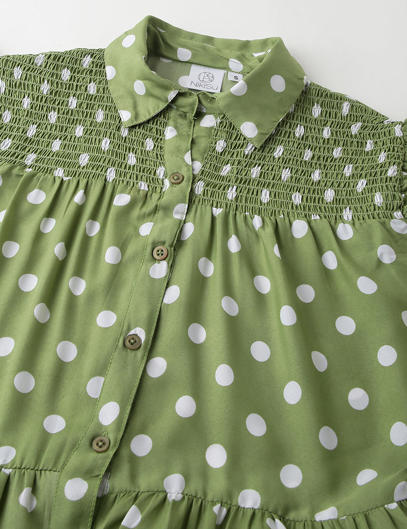 The polka me please dress-Green
