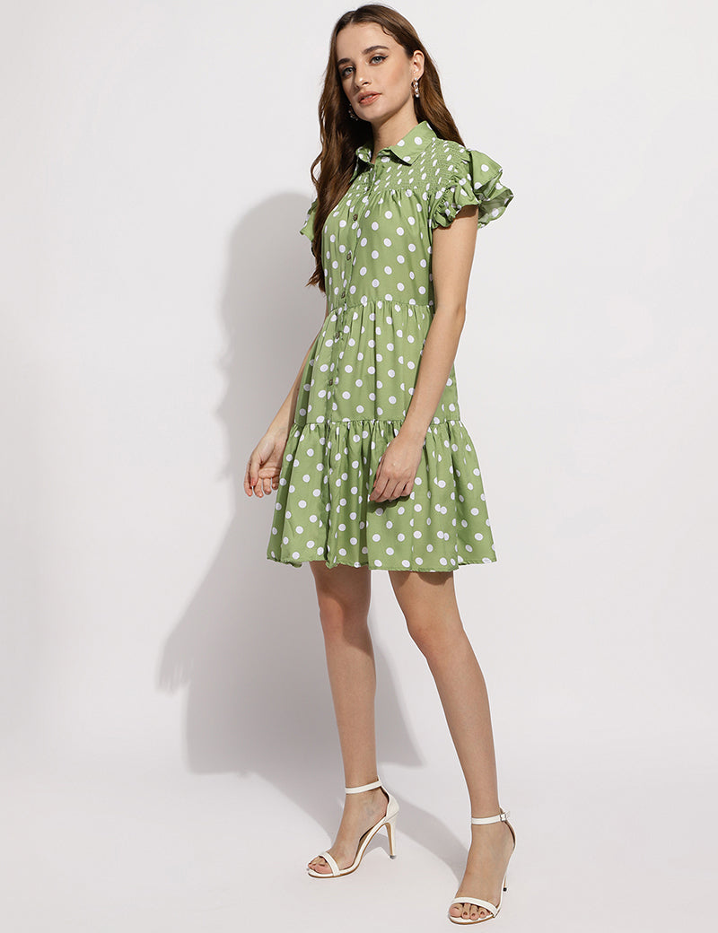 The polka me please dress-Green