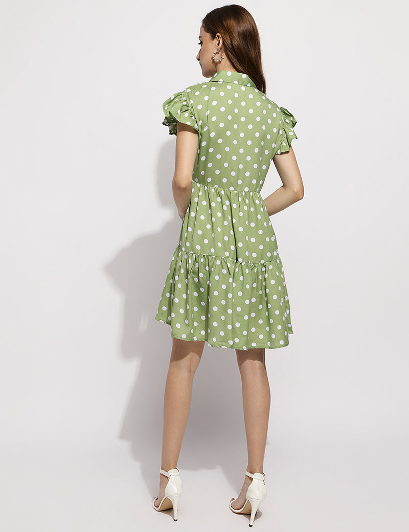 The polka me please dress-Green