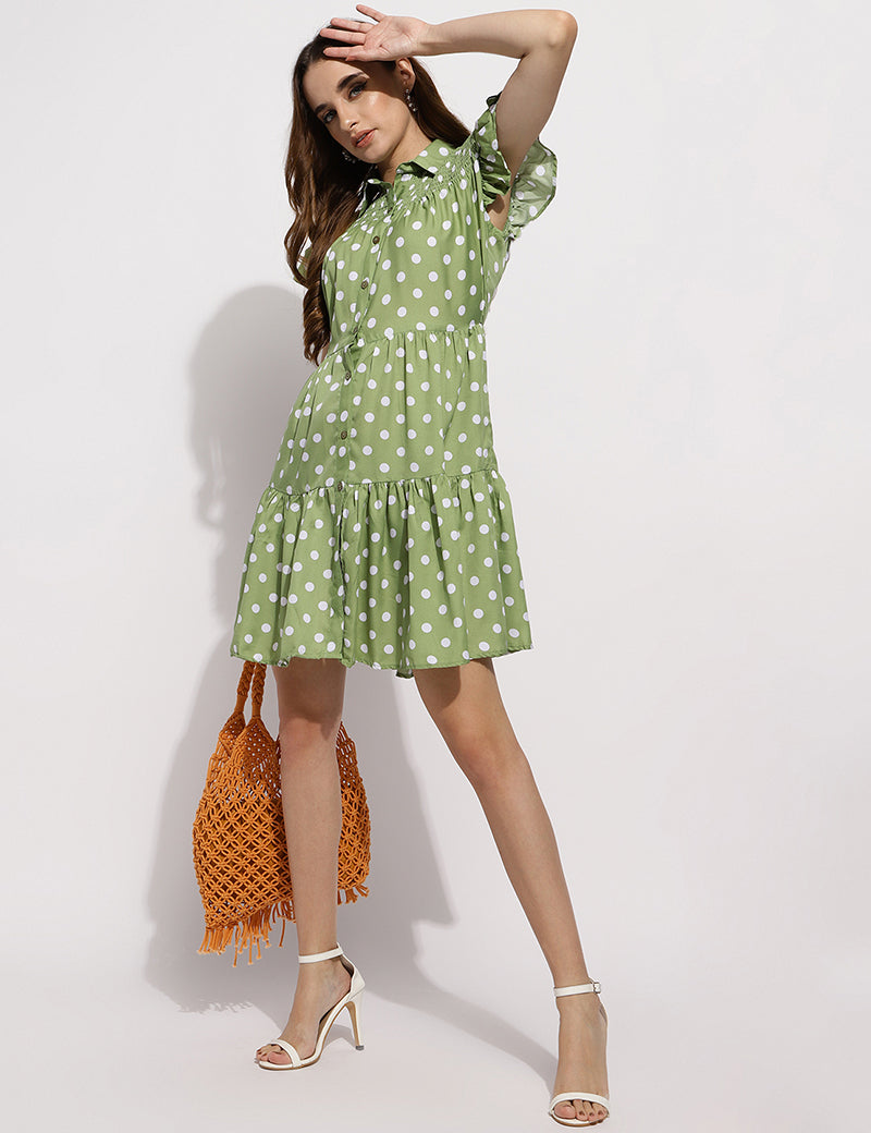 The polka me please dress-Green