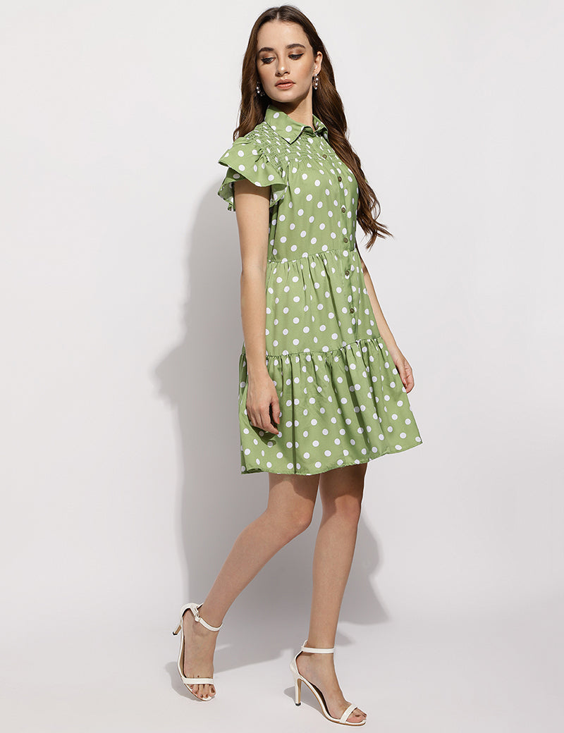 The polka me please dress-Green
