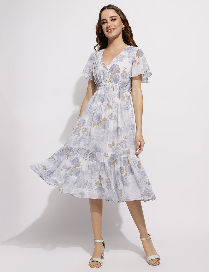 The Flower me pretty dress- Grey