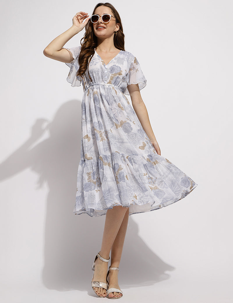 The Flower me pretty dress- Grey