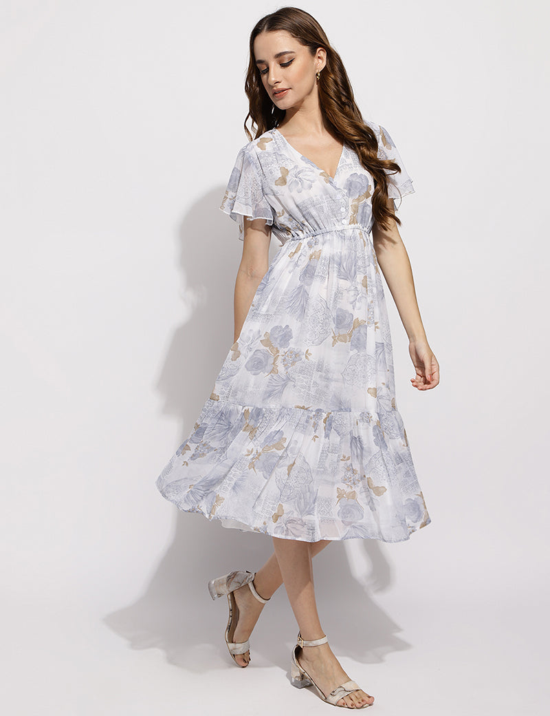 The Flower me pretty dress- Grey