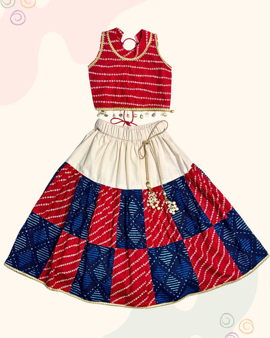 The Multi Bandhani Cotton Lehenga Set