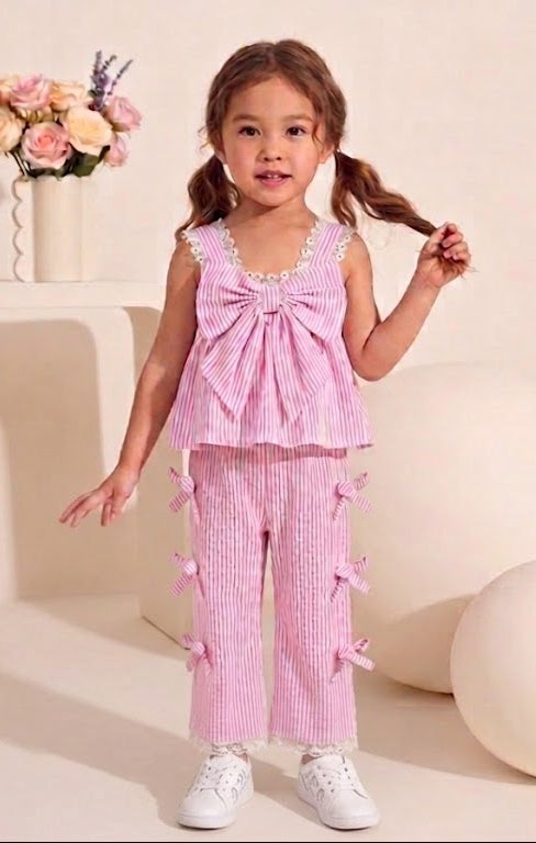 Striped Co-ord Set-Pink