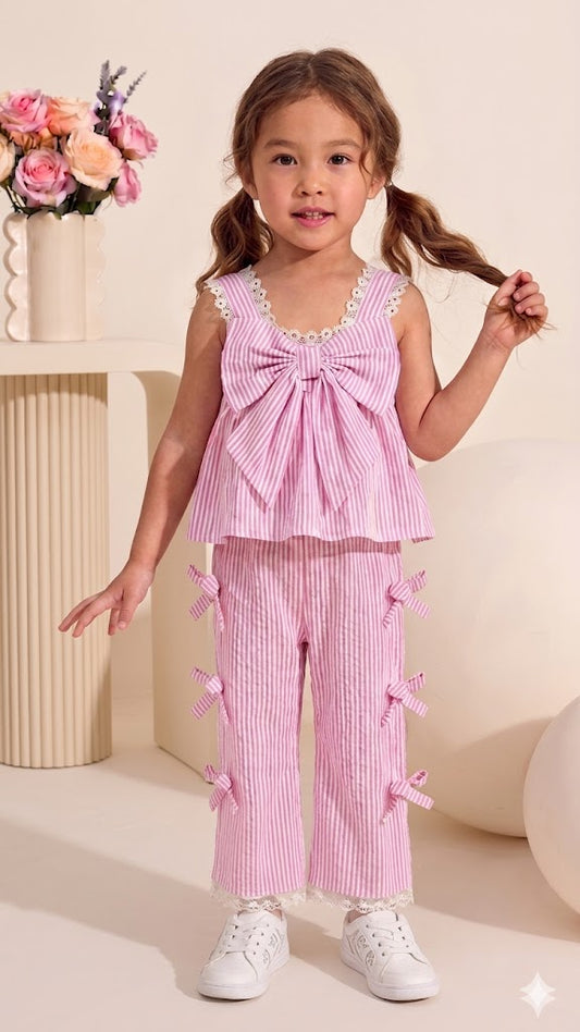 Striped Co-ord Set-Pink