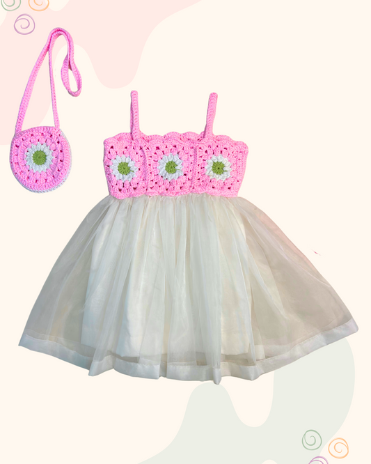 The Crochet Frock-Pink