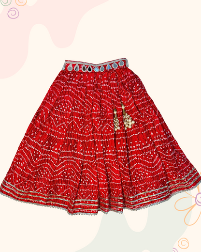 The Crochet top and Bandhani lehenga set