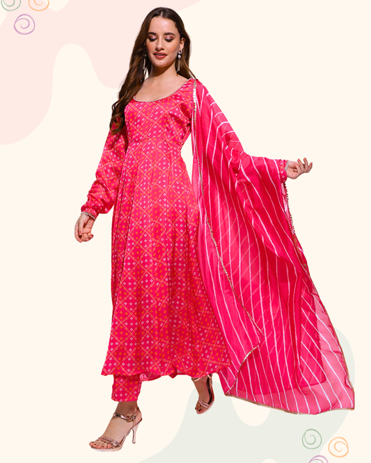 The Zohra anarkali set-Pink