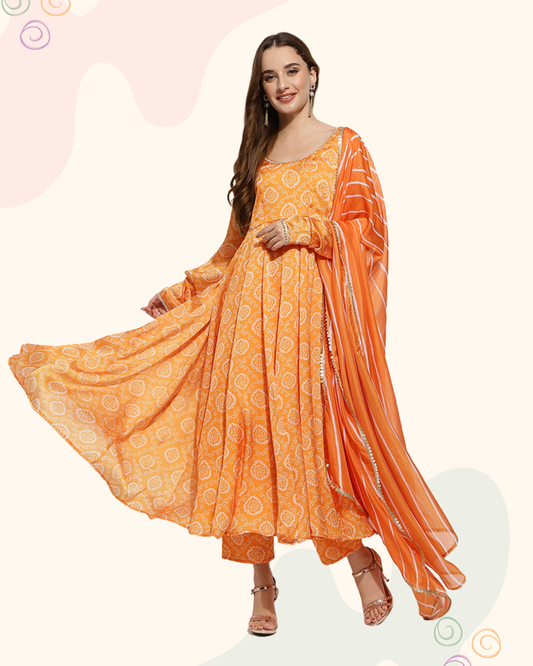 The Zohra anarkali set-Yellow