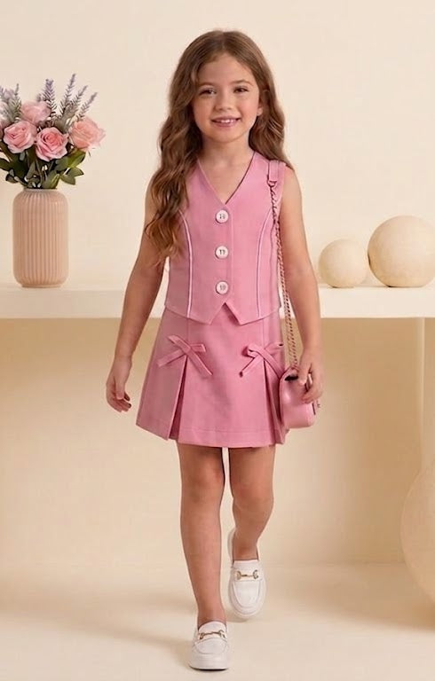 Pink Waist Coat & Skirt Co-ord set
