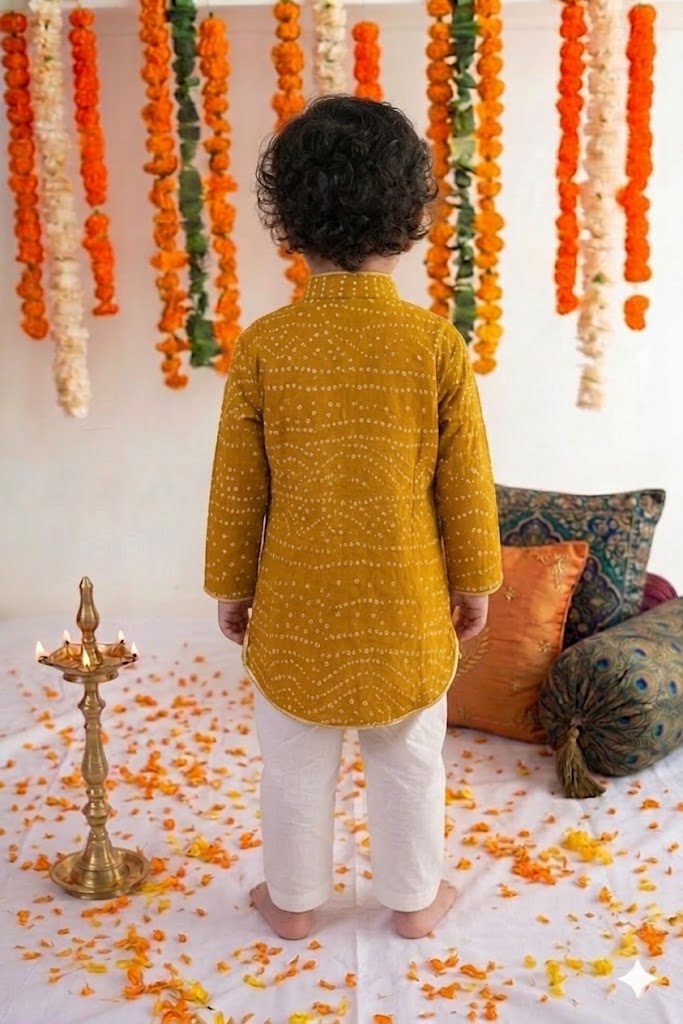Mustard Asymmetric Kurta Set