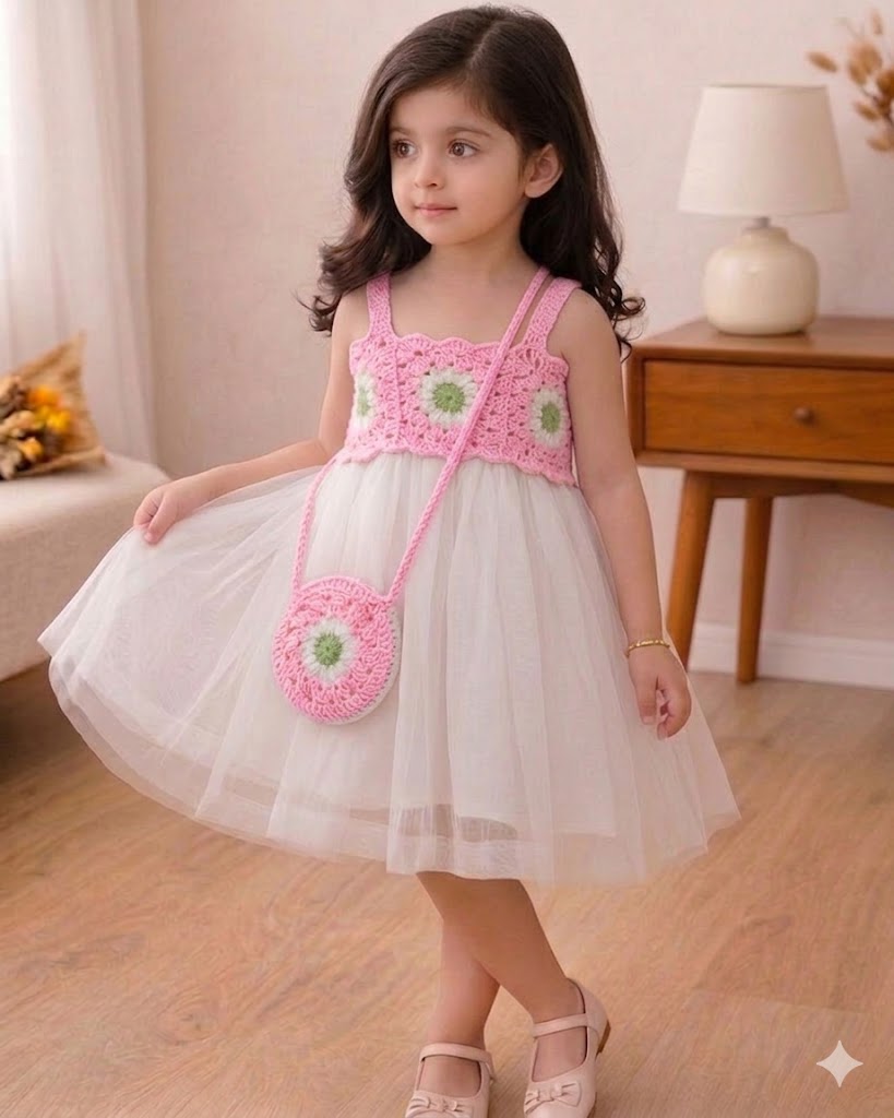 The Crochet Frock-Pink