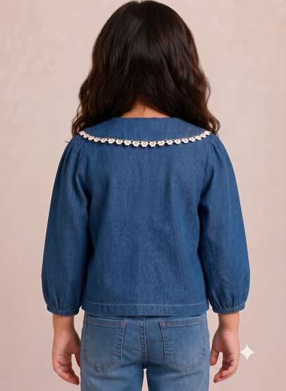 Denim Top With Heart Detailing