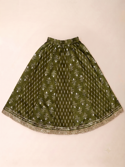 Mehendi multi print lehenga set of three