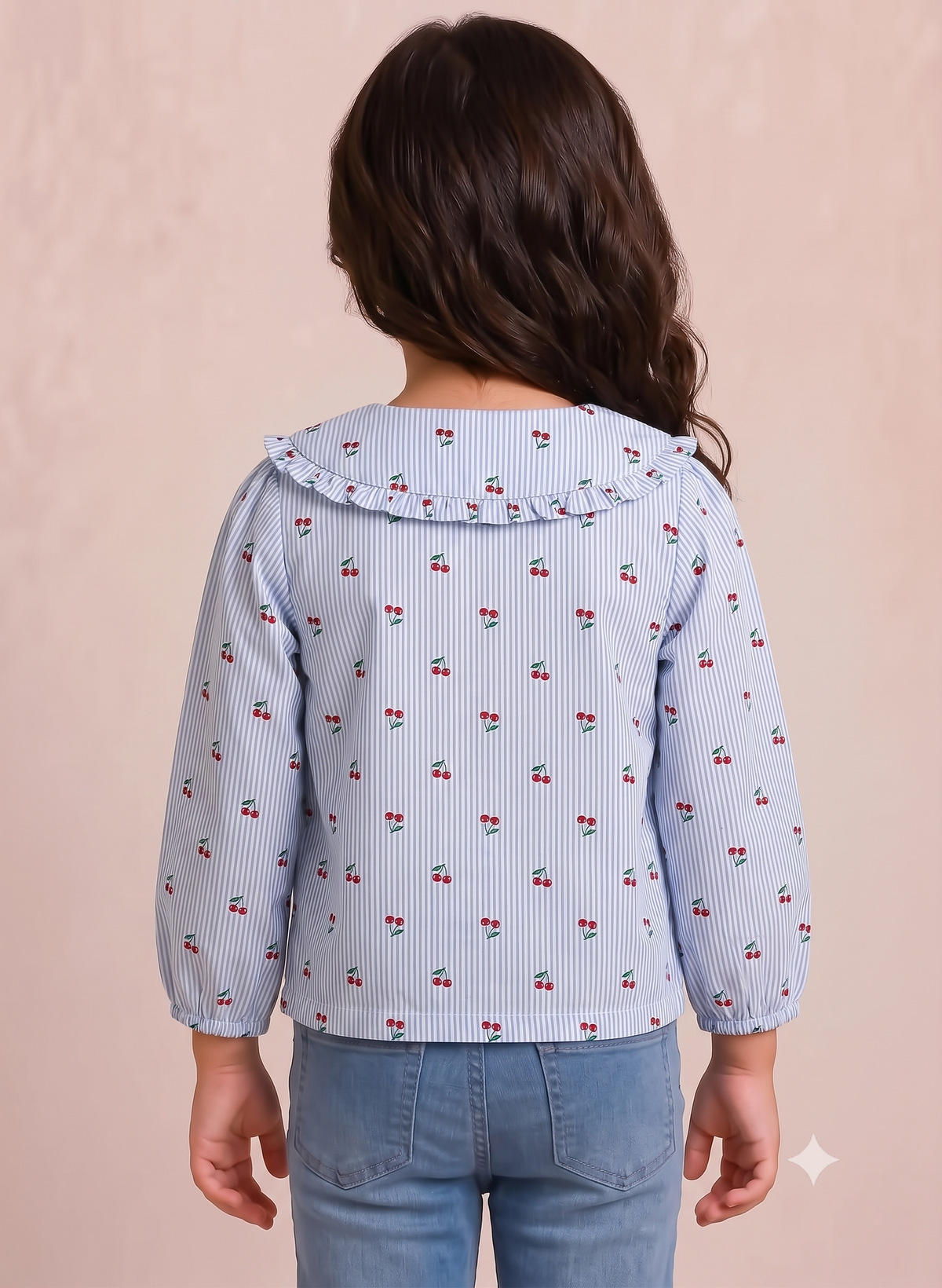Peter Pan Collar Cotton Top-Blue