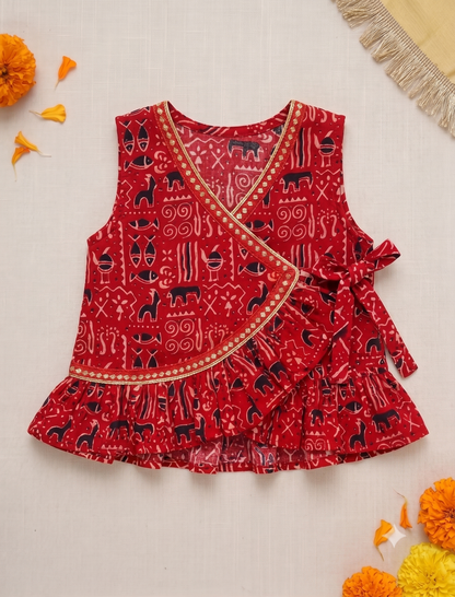 Ajrak Print Cotton Jhabla Set