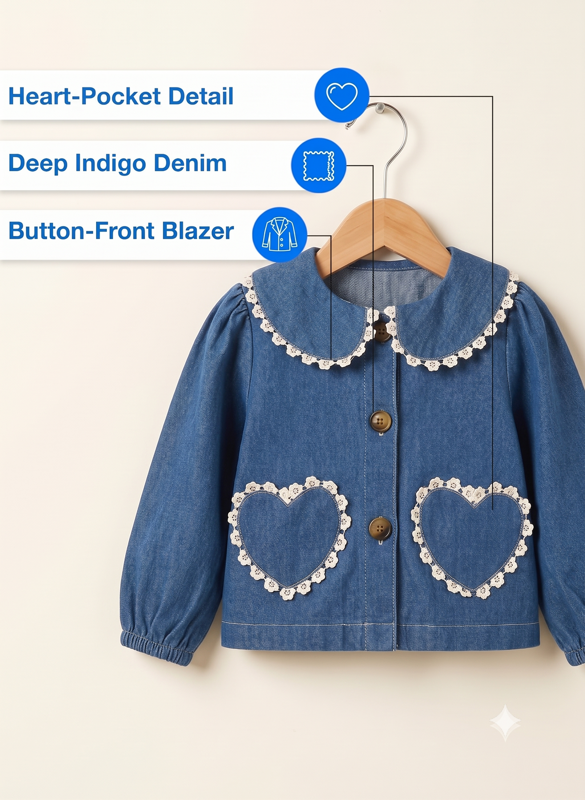 Denim Top With Heart Detailing