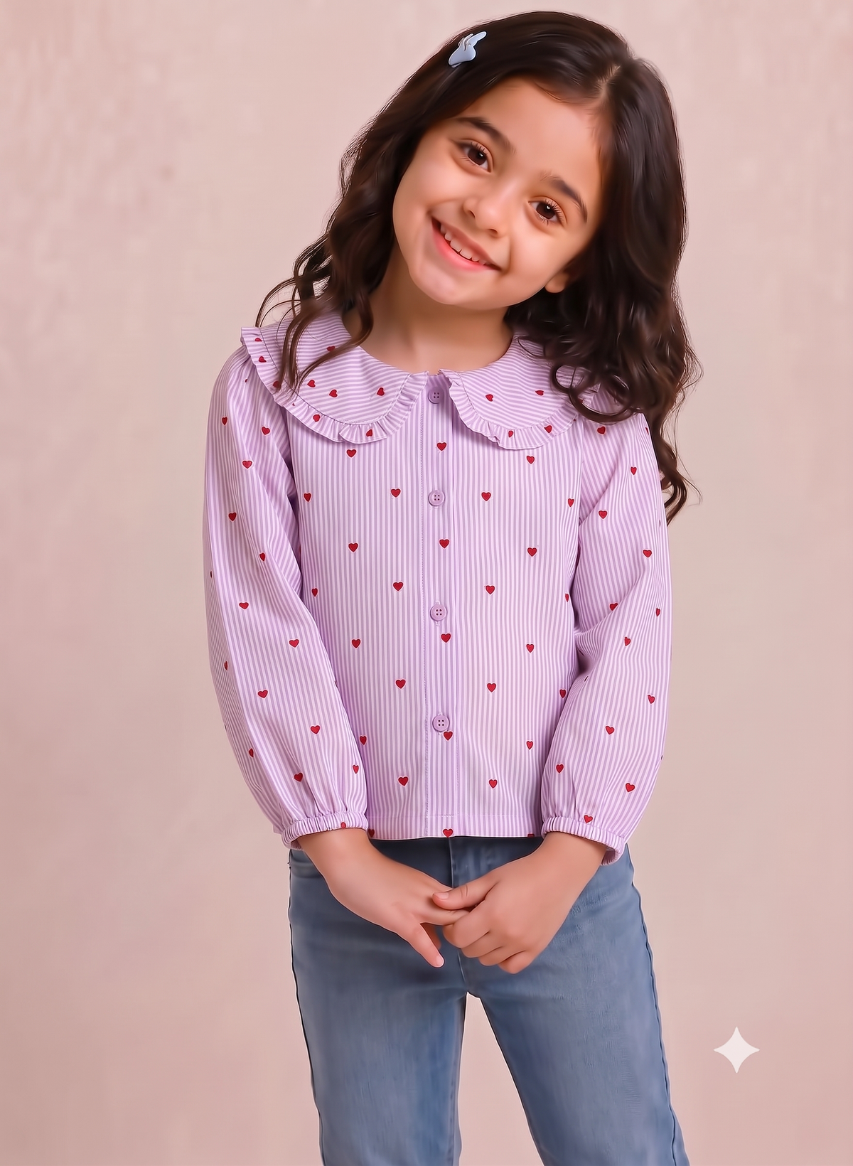 Peter Pan Collar Cotton Top-Pink