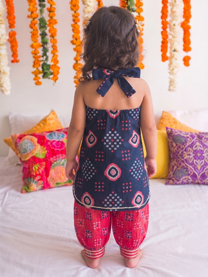 Halter Neck Punjabi Kuddi Kurta Set