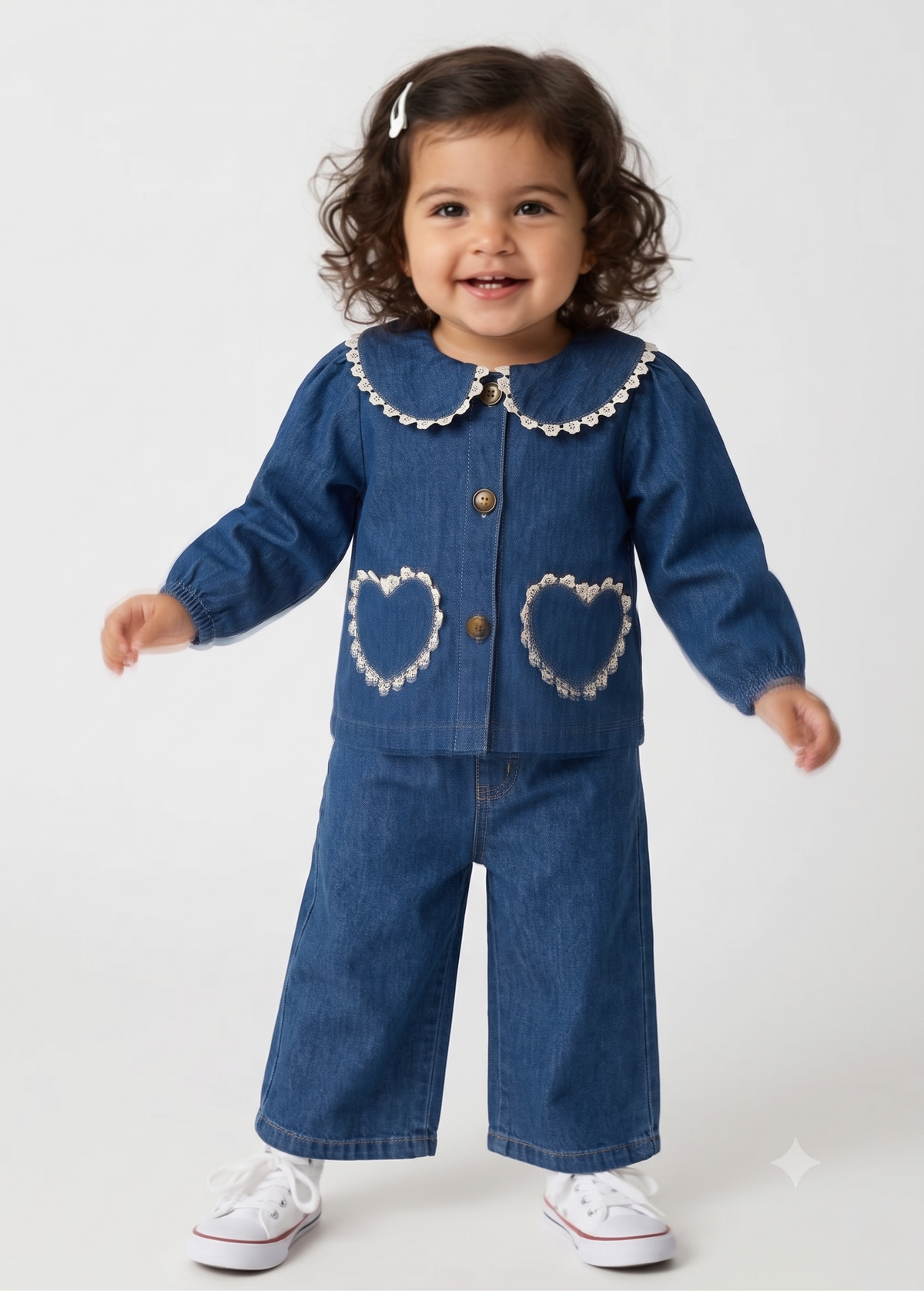 Denim Top With Heart Detailing