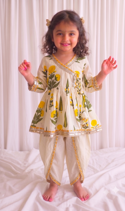 Floral Angrakha Kurta-Set Of Three