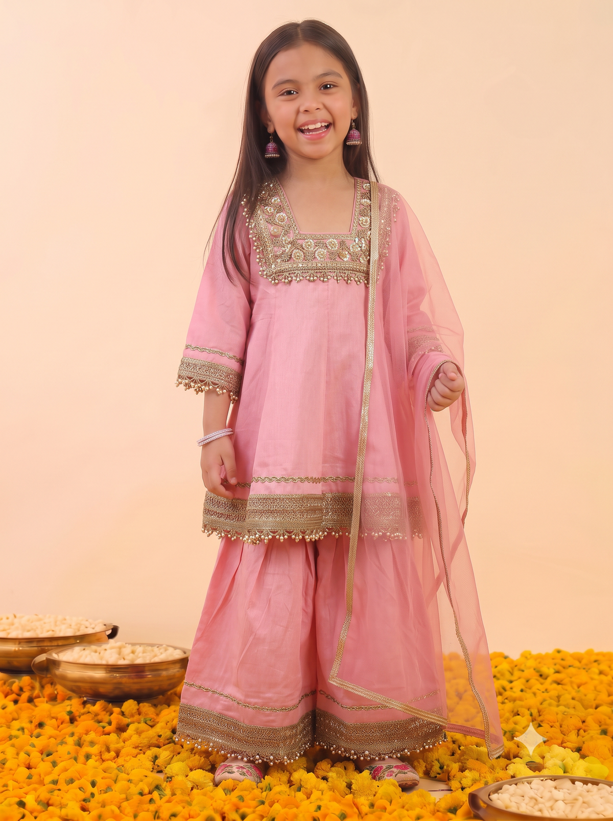 Pink Farshi Salwar Suit Set
