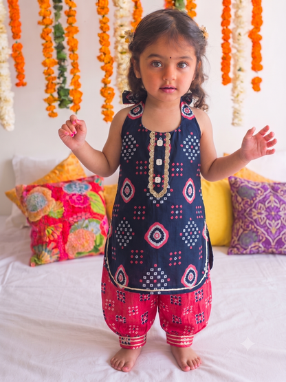 Halter Neck Punjabi Kuddi Kurta Set