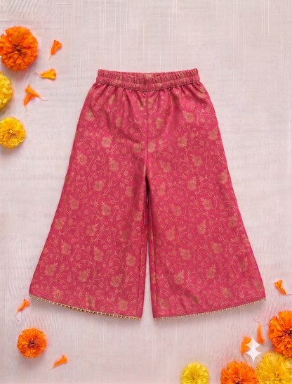 Brocade Silk Pepulm Kurta and Palazzo-Set Of Three (Copy)