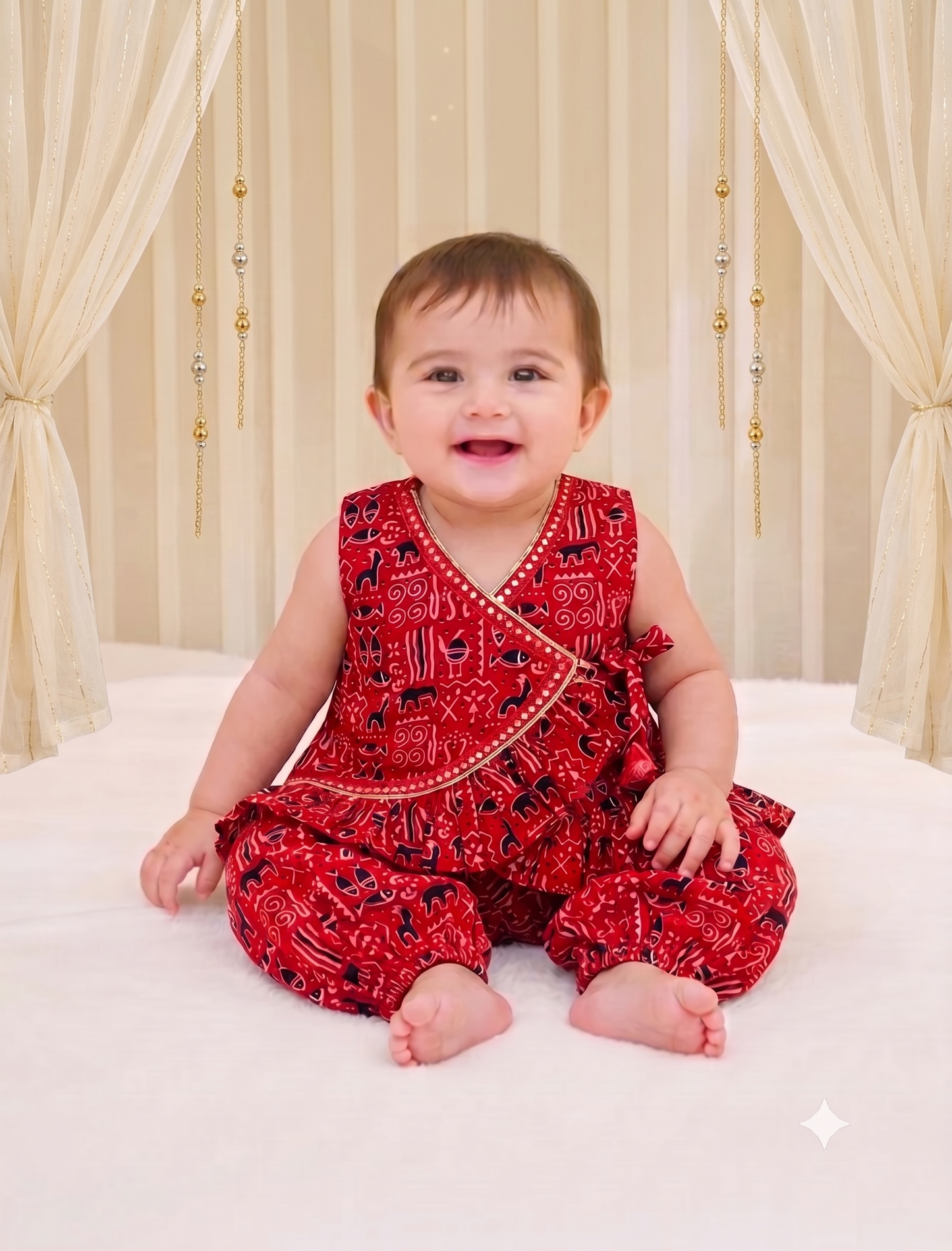 Ajrak Print Cotton Jhabla Set