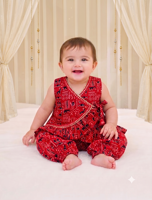 Ajrak Print Cotton Jhabla Set