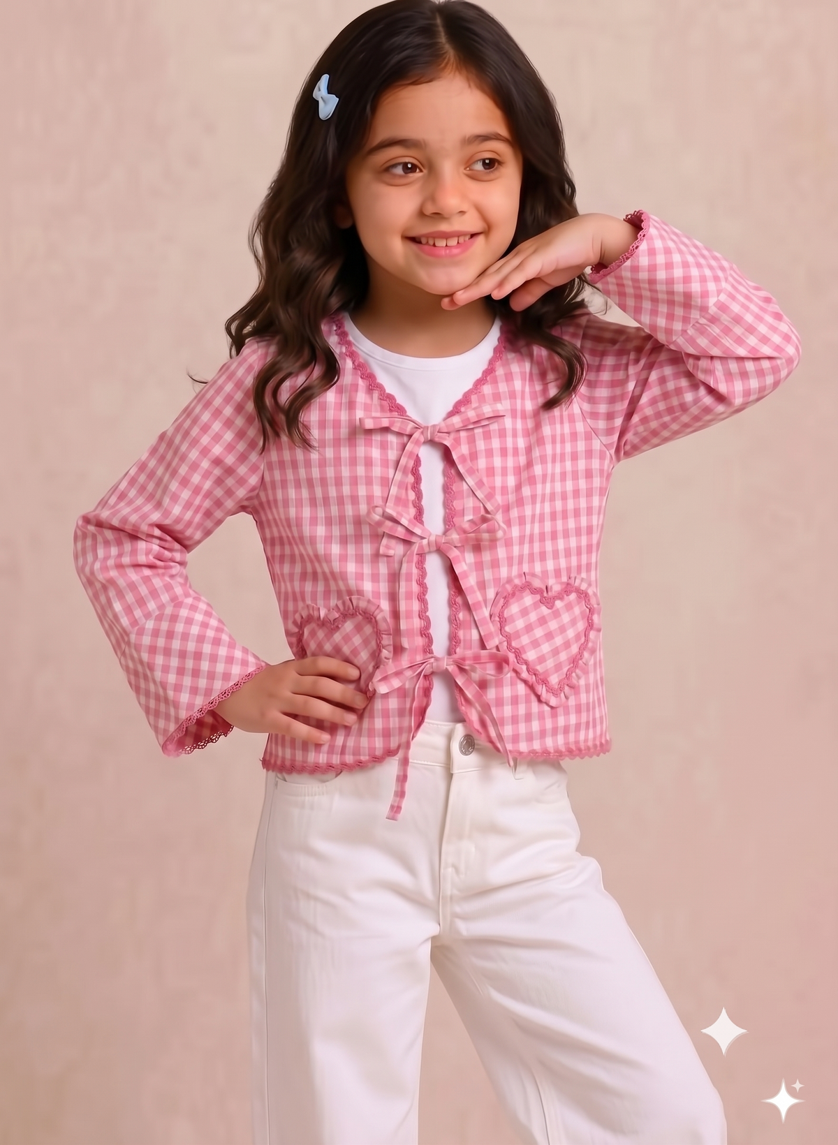 Cotton Tie-Up Jacket-Pink