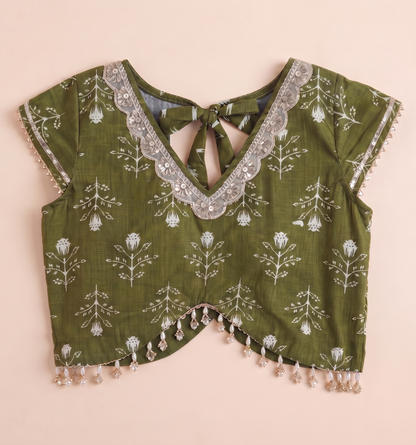 Mehendi multi print lehenga set of three