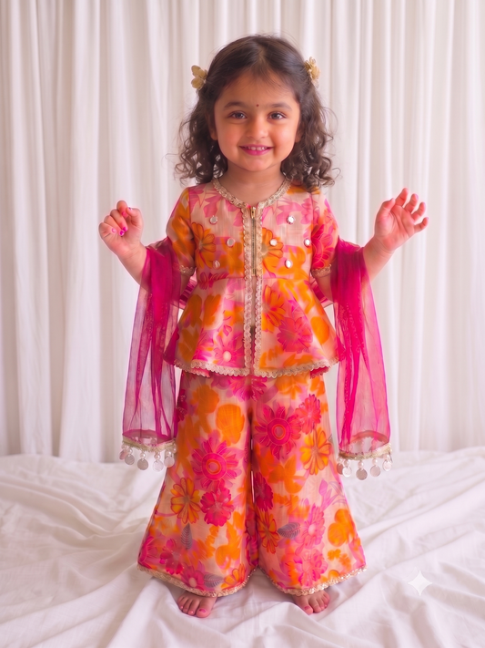 Floral Pepulm Kurta and palazzo set