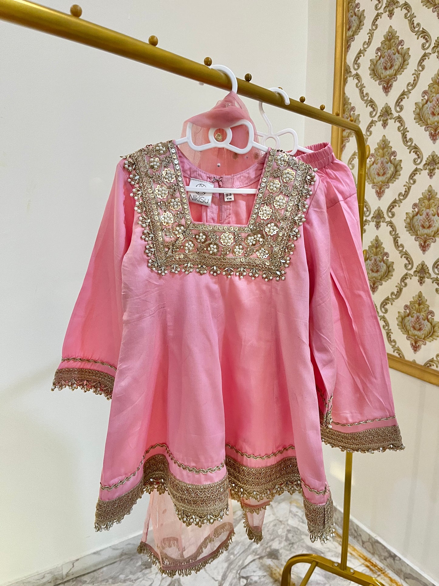 Pink Farshi Salwar Suit Set