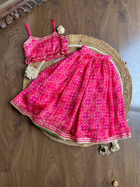 The Pink Bandhej Lehenga Set
