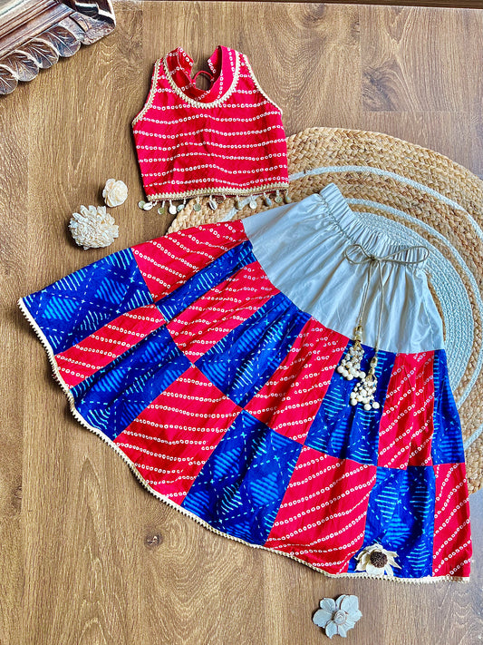The Multi Bandhani Cotton Lehenga Set