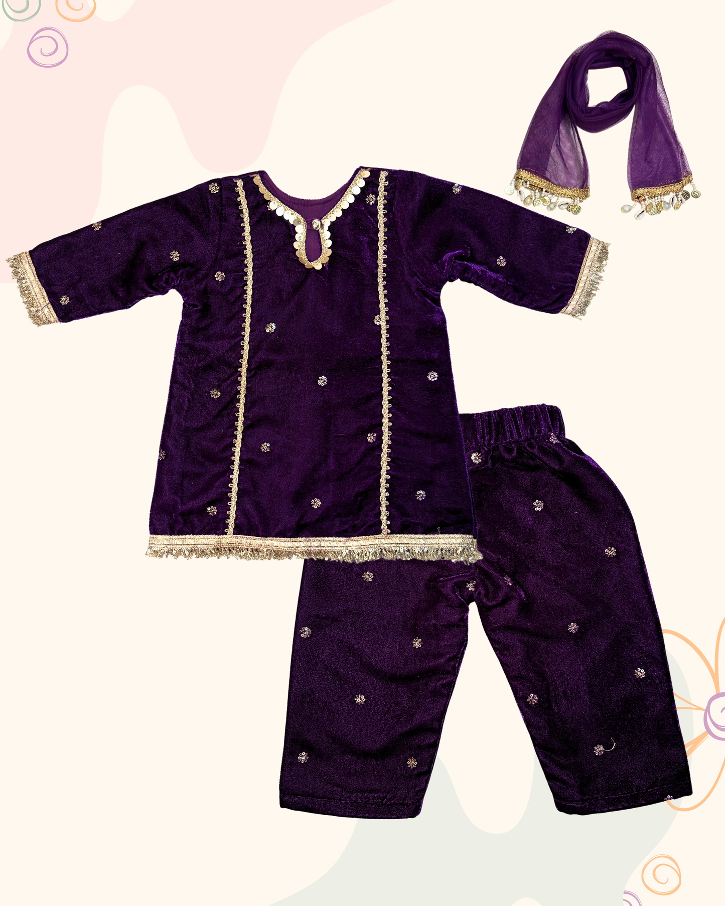 Velvet Kurta Set