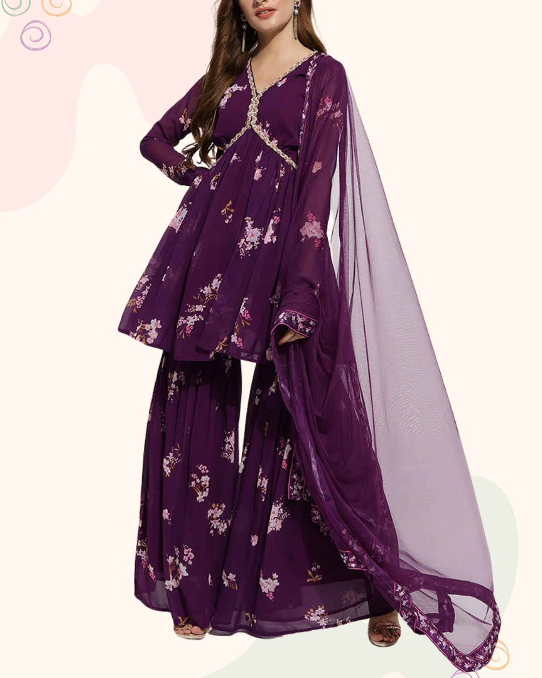 The Purple sharara set