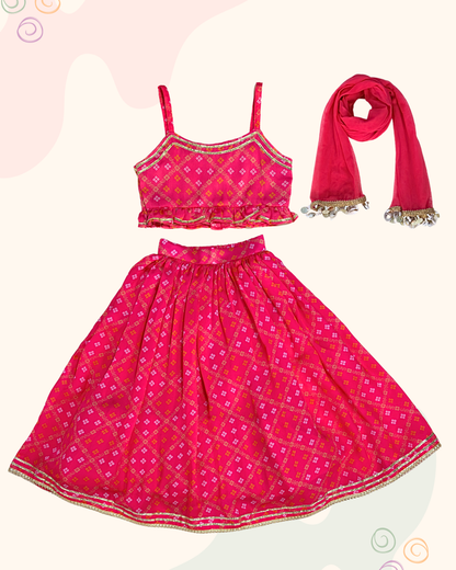The Pink Bandhej Lehenga Set
