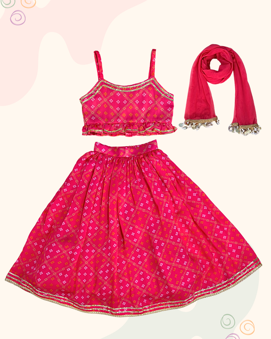 The Pink Bandhej Lehenga Set